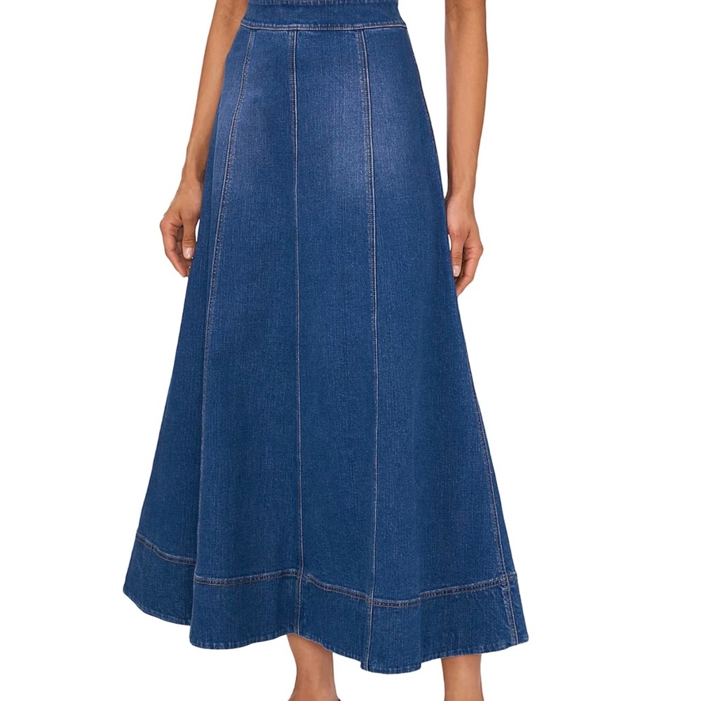 1. STATE Women's Seamed Denim Zip-Back Maxi Skirt